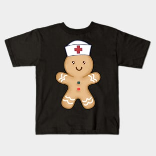 Nurse Christmas Smiling Gingerbread Cookie Present Kids T-Shirt